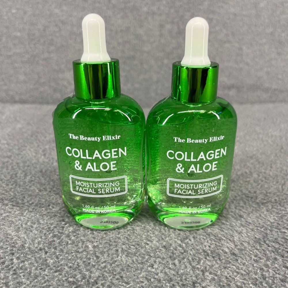 2x The Beauty Elixir Collagen Aloe Facial Serum Women Green Anti-Aging K-Beauty